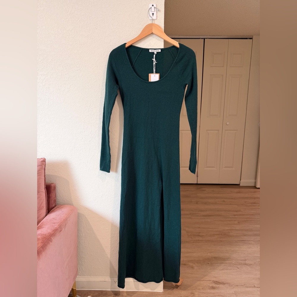 Reformation Jennita Cashmere Dress - Sycamore (Green) (XS) (NWT) - MSRP $298